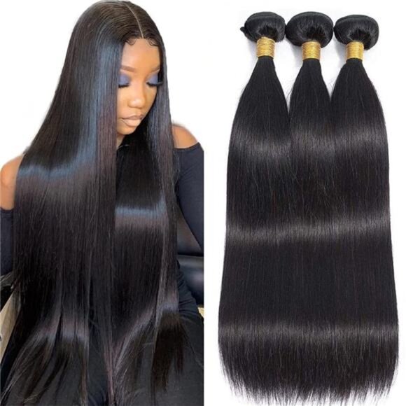 10A Brazilian Straight Human Hair Bundles 18 20 22 Inch 100% Unprocessed Virgin - Picture 1 of 7